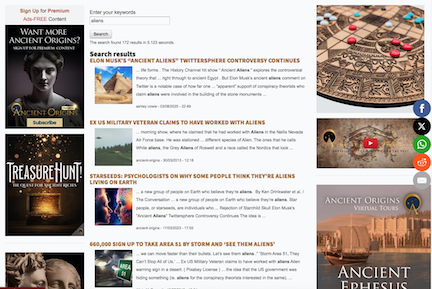 Ancient Origins search on their website reveals more than 100 alien theory articles. An article from this bog was selected as a source for the New York City Department of Education's 2024 Black Studies' Curricula.